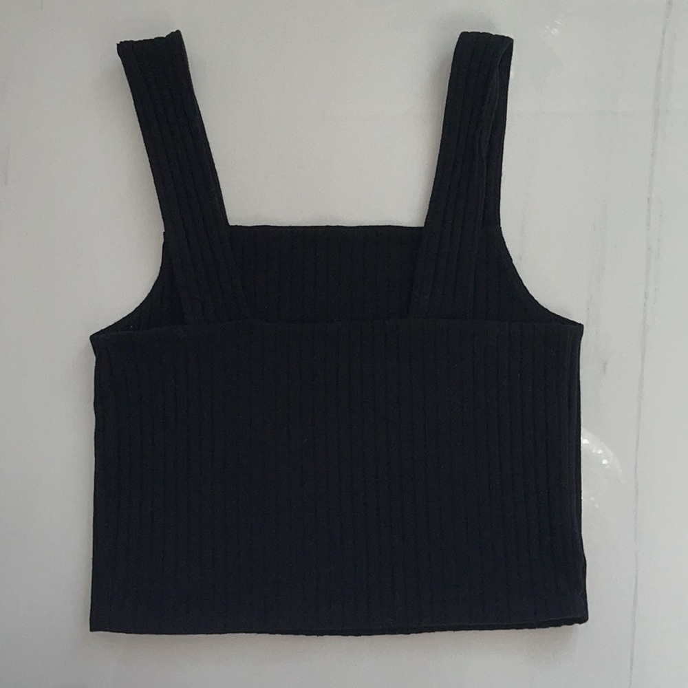 American Eagle Black Wide Rib Crop Top Size S - Picture 4 of 4